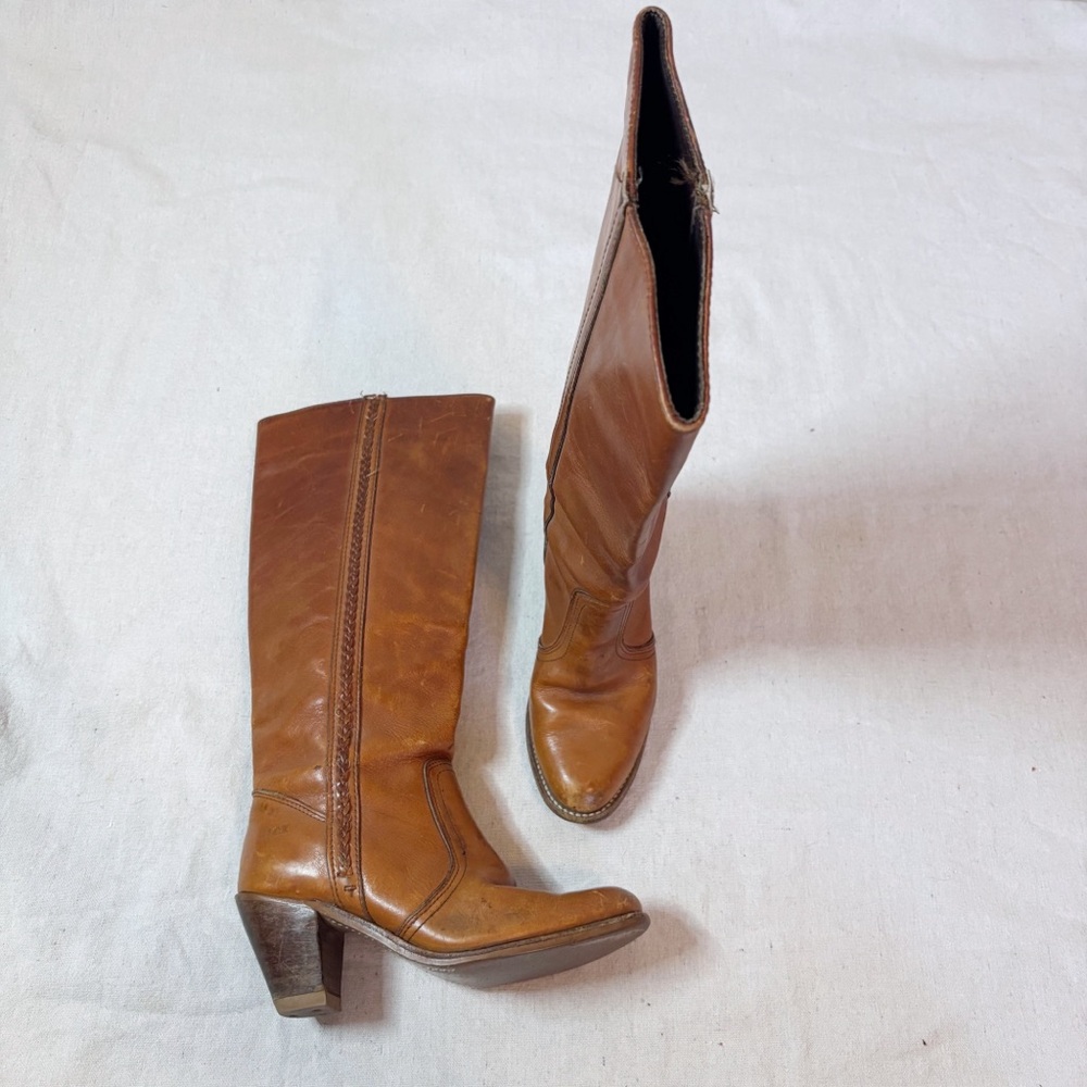 Vintage Dexter brown heeled leather boots size 7